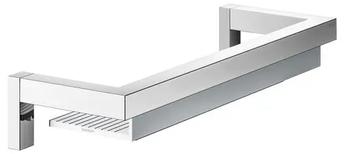 Eleganter Badewannen- oder Duschablauf in rechteckiger Form aus poliertem Metall mit Rillendesign für optimale Wasserdurchlässigkeit.